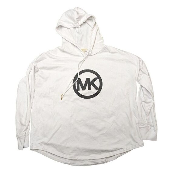MK Michael kors black/white logo plus size hooded top shirt - Picture 1 of 6